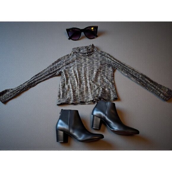 Knox Rose Plaid Cowl Neck Sweater Top XXL Gray Black Cozy Stretch Lounge - Picture 4 of 9